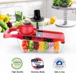 10 in 1 Multi-Function Vegetable and Fruit Chopper, Mandoline Slicer, Onion Potato Cheese Shredder, Salad Spiralizer Cutter, Veggie Grater Dicer Artifact with Vegetable Peeler,Hand Guard and Container