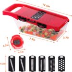 10 in 1 Multi-Function Vegetable and Fruit Chopper, Mandoline Slicer, Onion Potato Cheese Shredder, Salad Spiralizer Cutter, Veggie Grater Dicer Artifact with Vegetable Peeler,Hand Guard and Container - Image 4
