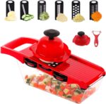 10 in 1 Multi-Function Vegetable and Fruit Chopper, Mandoline Slicer, Onion Potato Cheese Shredder, Salad Spiralizer Cutter, Veggie Grater Dicer Artifact with Vegetable Peeler,Hand Guard and Container - Image 3
