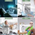 10 inch Portable Air Conditioner Fan Usb Electric Fan With Led Night Light, Fine Mist Water, And Humidifier Function Led Night Light Water Mist Mini Fan Cooler - Image 6