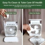 10 inch Portable Air Conditioner Fan Usb Electric Fan With Led Night Light, Fine Mist Water, And Humidifier Function Led Night Light Water Mist Mini Fan Cooler - Image 4