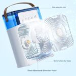 10 inch Portable Air Conditioner Fan Usb Electric Fan With Led Night Light, Fine Mist Water, And Humidifier Function Led Night Light Water Mist Mini Fan Cooler - Image 3
