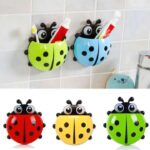 Creative Cute Cartoon Ladybug Kids Wall Suction Cup Mount Toothbrush Toothpaste Holder Pencil Pen Travel Storage Organizer - Image 2