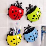 Creative Cute Cartoon Ladybug Kids Wall Suction Cup Mount Toothbrush Toothpaste Holder Pencil Pen Travel Storage Organizer - Image 7