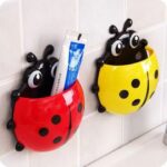 Creative Cute Cartoon Ladybug Kids Wall Suction Cup Mount Toothbrush Toothpaste Holder Pencil Pen Travel Storage Organizer - Image 6