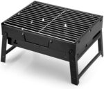 Folding Portable Outdoor Barbeque Charcoal Bbq Grill Oven Black Carbon Stee - Image 2