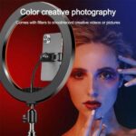 MJ26 | RGB LED Ring Light | 26cm light with Phone Clip wall Phone Video Beauty - Image 4