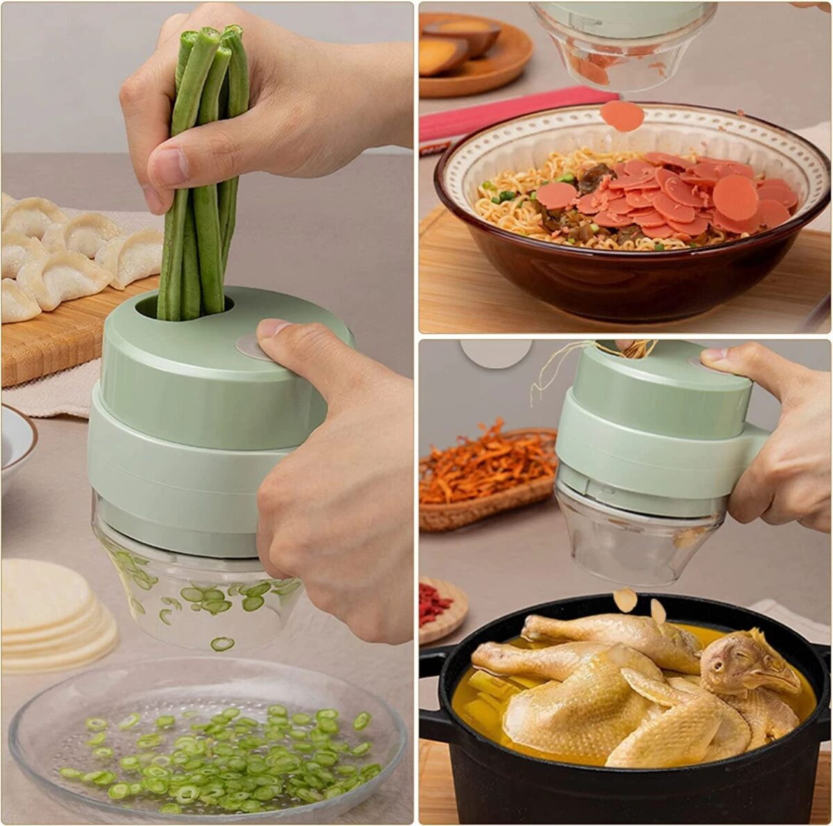 4 in 1 Portable Electric Vegetable Cutter Set Mini Wireless Food Processor Garlic Chili Onion Celery Ginger Meat Garlic Chopper - Image 7