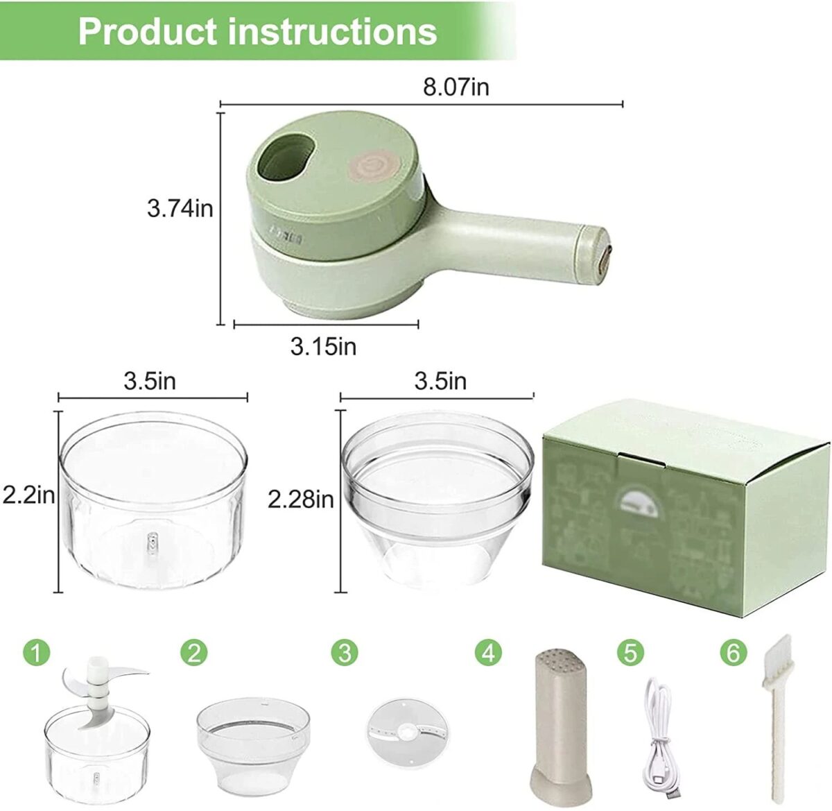 4 in 1 Portable Electric Vegetable Cutter Set Mini Wireless Food Processor Garlic Chili Onion Celery Ginger Meat Garlic Chopper - Image 6