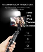 4 in 1 Wireless Selfie With Fill Light Stick Tripod Bluetooth Shutter selfie Light foldable Selfie stick for all Phone Extendable With charging Cable Detachable Bluetooth Shutter - Image 6