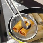 Fry Tool Filter Spoon Strainer With Clip Oil Frying BBQ Filter Stainless Steel Mesh Strainer Kitchen Tool Frying Mesh Colander Quick Strain Stainless Steel Tong Colander BEST HIGH QUALITY - Image 2