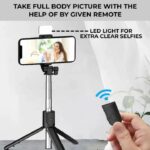 R1s Bluetooth Selfie Sticks with Remote and Selfie Light 3-in-1 Multifunctional Selfie Stick Tripod Stand Mobile Stand Compatible with All Phones 360° Rotation Long Selfie Stick with LED Fill Light - Image 2