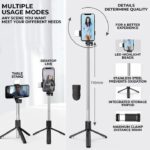 R1s Bluetooth Selfie Sticks with Remote and Selfie Light 3-in-1 Multifunctional Selfie Stick Tripod Stand Mobile Stand Compatible with All Phones 360° Rotation Long Selfie Stick with LED Fill Light - Image 6