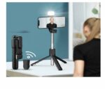R1s Bluetooth Selfie Sticks with Remote and Selfie Light 3-in-1 Multifunctional Selfie Stick Tripod Stand Mobile Stand Compatible with All Phones 360° Rotation Long Selfie Stick with LED Fill Light