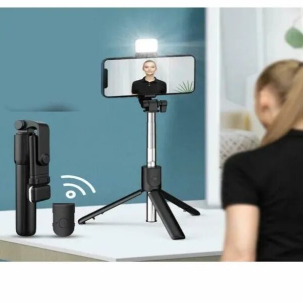 R1s Bluetooth Selfie Sticks with Remote and Selfie Light 3-in-1 Multifunctional Selfie Stick Tripod Stand Mobile Stand Compatible with All Phones 360° Rotation Long Selfie Stick with LED Fill Light