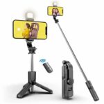 R1s Bluetooth Selfie Sticks with Remote and Selfie Light 3-in-1 Multifunctional Selfie Stick Tripod Stand Mobile Stand Compatible with All Phones 360° Rotation Long Selfie Stick with LED Fill Light - Image 4