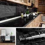 60CMx2M Self Adhesive Black Marble Sheet for Kitchen-Anti Oil and Heat Resistant Wallpaper